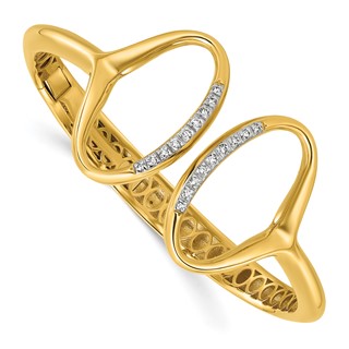 Herco 14K Polished Fancy Diamond Ovals Hinged Cuff Bangle