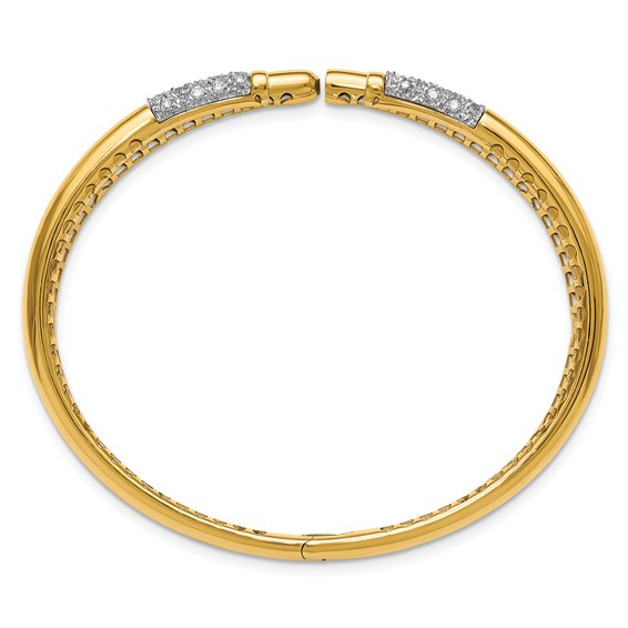 Herco 14K Polished Fancy Two-Row Diamond Hinged Cuff Bangle