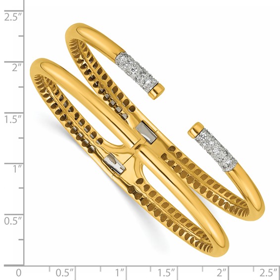 Herco 14K Polished Fancy Two-Row Diamond Hinged Cuff Bangle