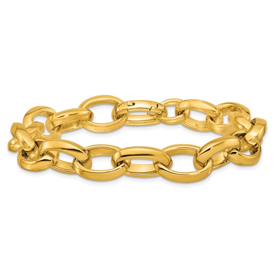 Herco 14K Polished 12.0mm Knife Edge Cable Link 8 Inch Bracelet