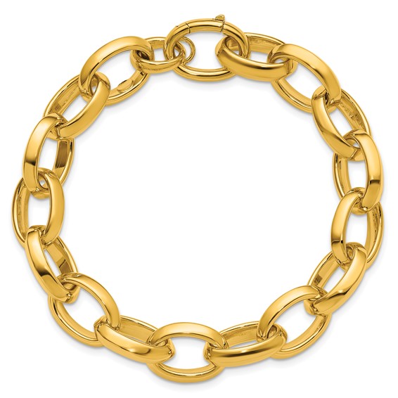 Herco 14K Polished 12.0mm Knife Edge Cable Link 8 Inch Bracelet