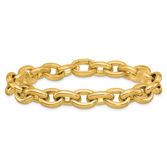 Herco 14K Solid Polished 10.0mm Cable Link 7.75 Inch Bracelet