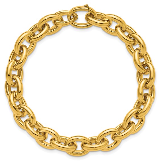 Herco 14K Solid Polished 10.0mm Cable Link 7.75 Inch Bracelet