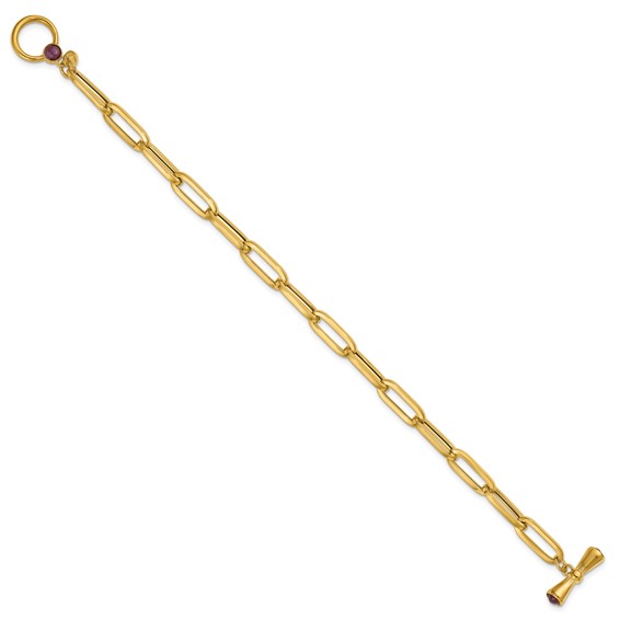 Herco 14K Polished Ruby Paperclip Link 8 Inch Toggle Bracelet