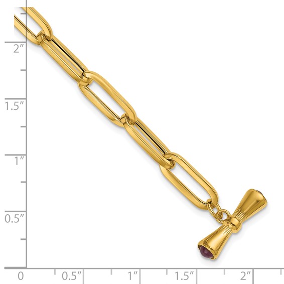 Herco 14K Polished Ruby Paperclip Link 8 Inch Toggle Bracelet