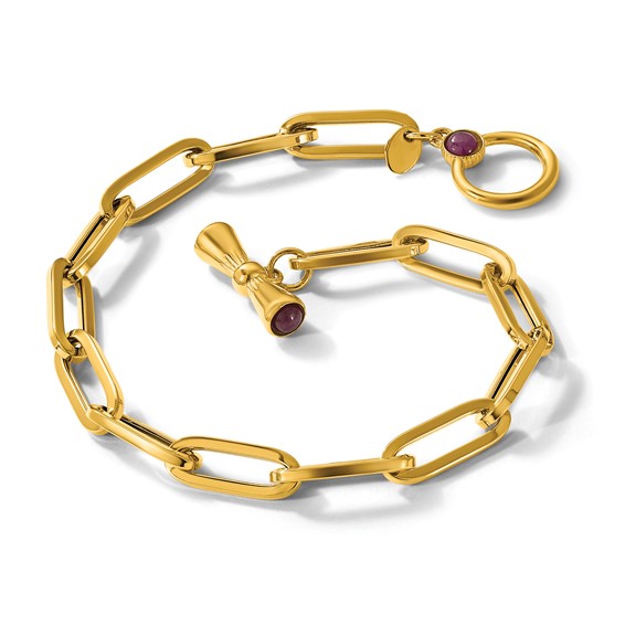 Herco 14K Polished Ruby Paperclip Link 8 Inch Toggle Bracelet