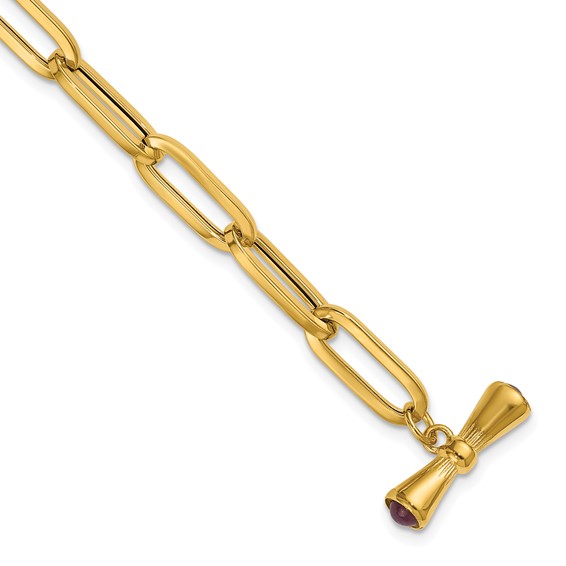 Herco 14K Polished Ruby Paperclip Link 8 Inch Toggle Bracelet
