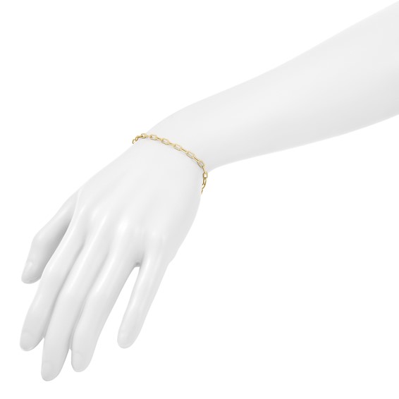 Herco 14K Polished and Textured 3.0mm Paperclip Solid Link 7.5 Inch Bracelet