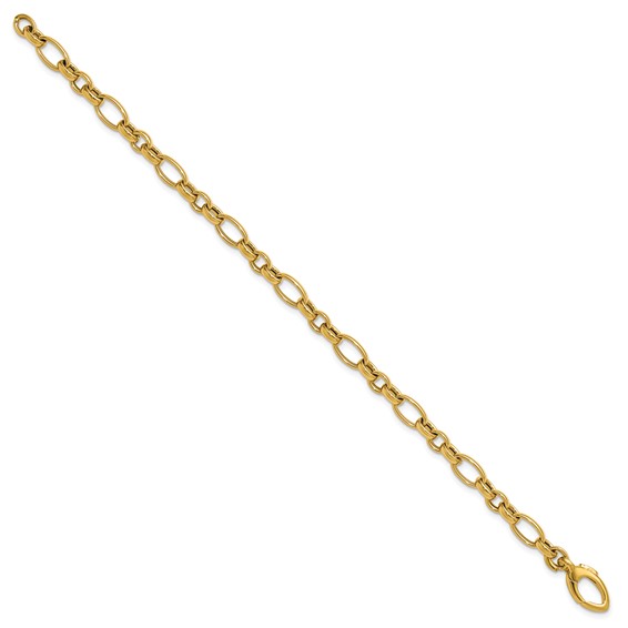 Herco 14K Polished Mixed Oval Link 7.5 Inch Push-in Clasp Bracelet