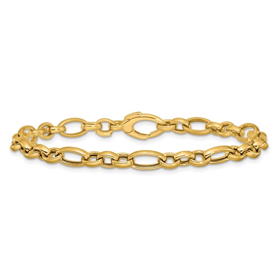Herco 14K Polished Mixed Oval Link 7.5 Inch Push-in Clasp Bracelet