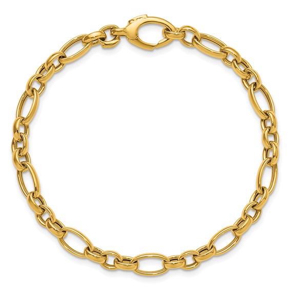 Herco 14K Polished Mixed Oval Link 7.5 Inch Push-in Clasp Bracelet