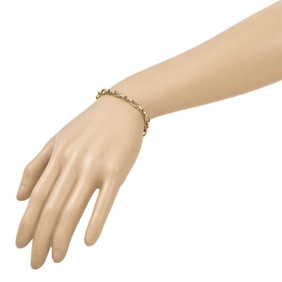 Herco 14K Polished Mixed Oval Link 7.5 Inch Push-in Clasp Bracelet