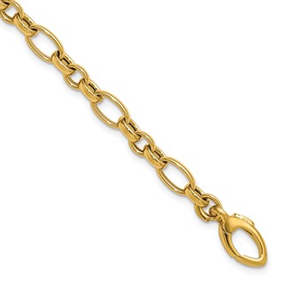 Herco 14K Polished Mixed Oval Link 7.5 Inch Push-in Clasp Bracelet