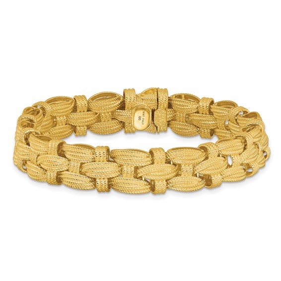 Herco 14K Polished and Textured Fancy Link 7.25 Inch Necklace