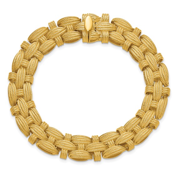 Herco 14K Polished and Textured Fancy Link 7.25 Inch Necklace