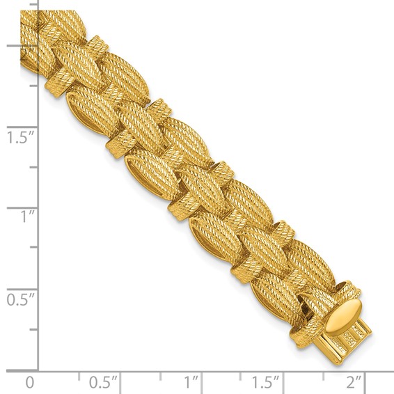 Herco 14K Polished and Textured Fancy Link 7.25 Inch Necklace