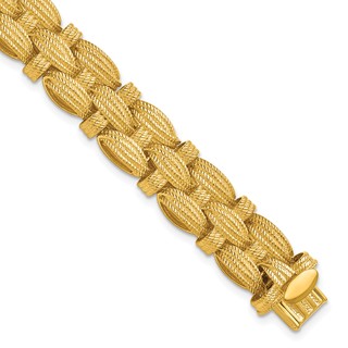 Herco 14K Polished and Textured Fancy Link 7.25 Inch Necklace