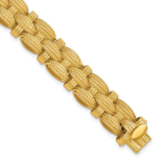 Herco 14K Polished and Textured Fancy Link 7.25 Inch Necklace