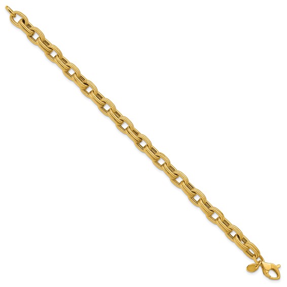 Herco 14K Satin and Textured Fancy Link 7.75 Inch Bracelet