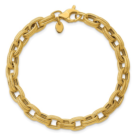 Herco 14K Satin and Textured Fancy Link 7.75 Inch Bracelet