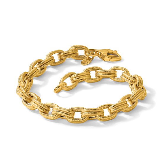 Herco 14K Satin and Textured Fancy Link 7.75 Inch Bracelet