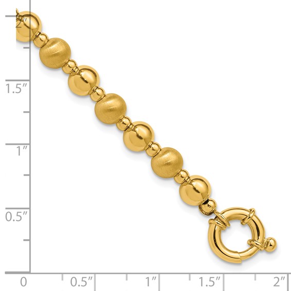 Herco 14K Polished and Brushed Graduated Beaded 7.5 Inch with .75 Inch Extension Bracelet