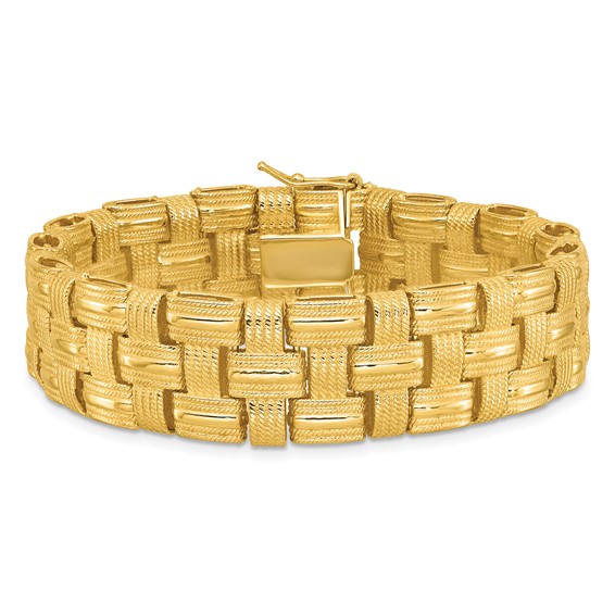 Herco 14K Polished and Textured Basket Weave  8 Inch Bracelet