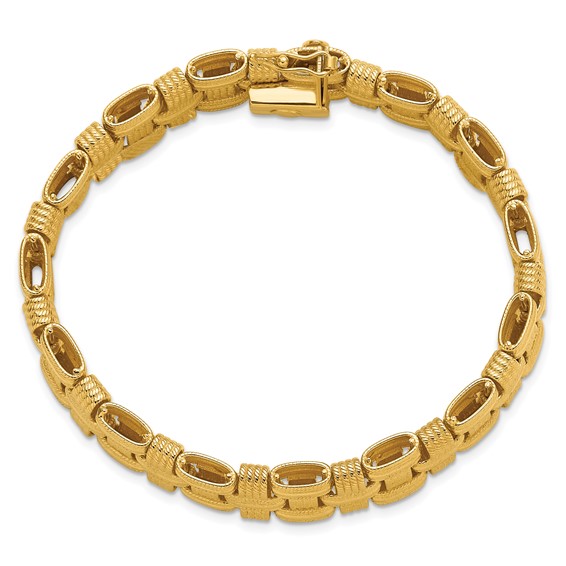 Herco 14K Polished and Textured Basket Weave  8 Inch Bracelet
