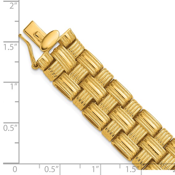 Herco 14K Polished and Textured Basket Weave  8 Inch Bracelet