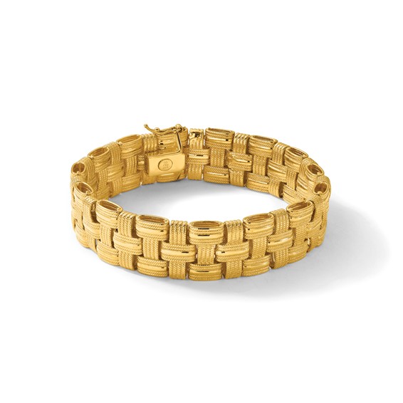 Herco 14K Polished and Textured Basket Weave  8 Inch Bracelet