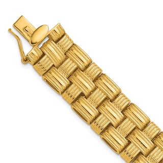 Herco 14K Polished and Textured Basket Weave  8 Inch Bracelet