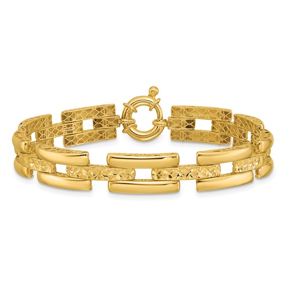 Herco 14K Polished and Diamond-cut Fancy Link 7.5 Inch Bracelet