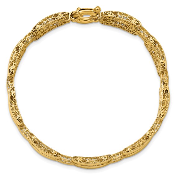Herco 14K Polished and Diamond-cut Fancy Link 7.5 Inch Bracelet