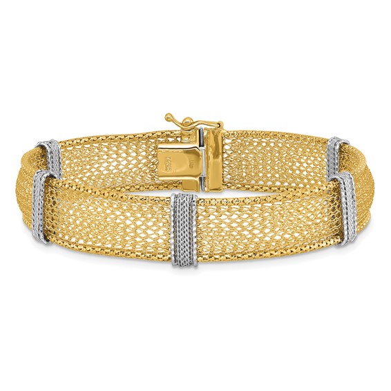 Herco 14K Two-tone Polished and Diamond-cut Woven Bracelet