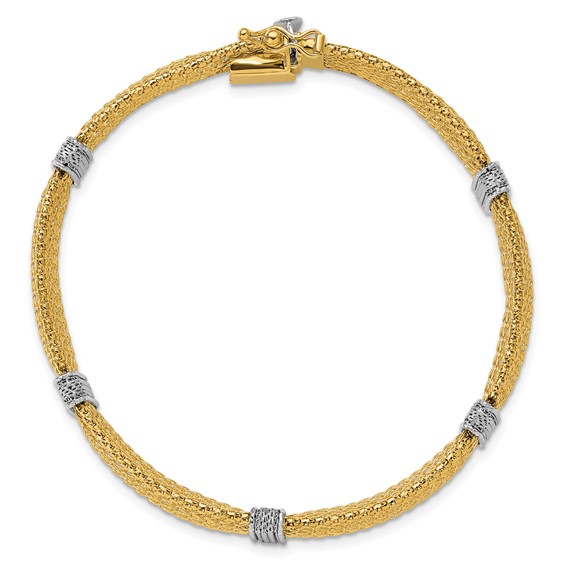 Herco 14K Two-tone Polished and Diamond-cut Woven Bracelet