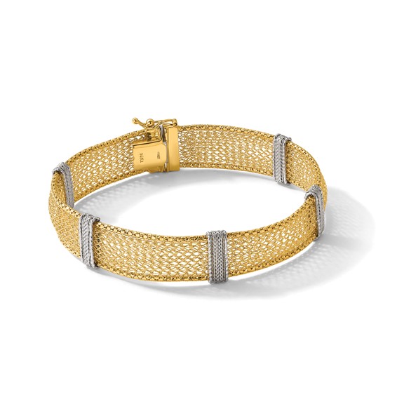 Herco 14K Two-tone Polished and Diamond-cut Woven Bracelet