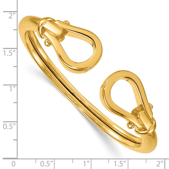 Herco 14K Polished Double Loop Knot Flexible Cuff Bangle