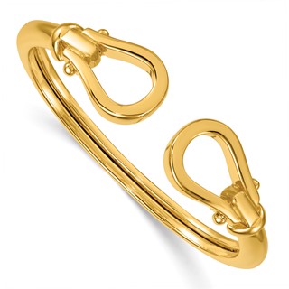 Herco 14K Polished Double Loop Knot Flexible Cuff Bangle