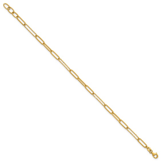 Herco 14K Polished Diamond-cut Link 7.25 Inch with .5 Inch Extension Bracelet