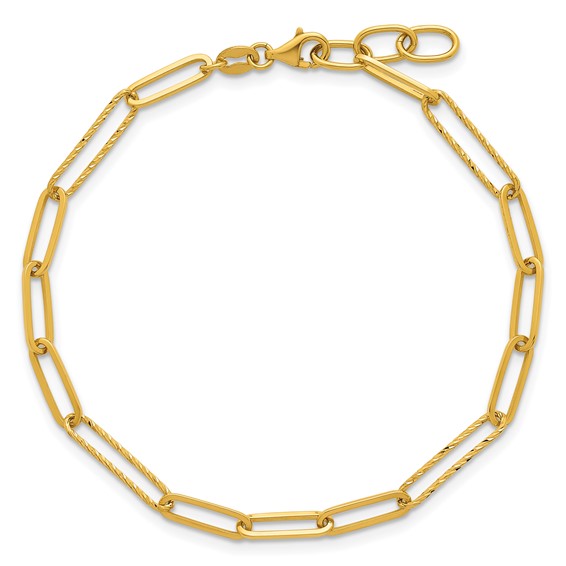 Herco 14K Polished Diamond-cut Link 7.25 Inch with .5 Inch Extension Bracelet