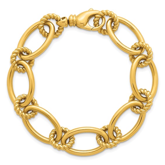 Herco 14K Polished Twisted Mixed Link 7.25 Inch Bracelet