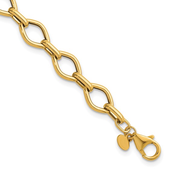 Herco 14K Polished Geometric Link 7.5 Inch Bracelet