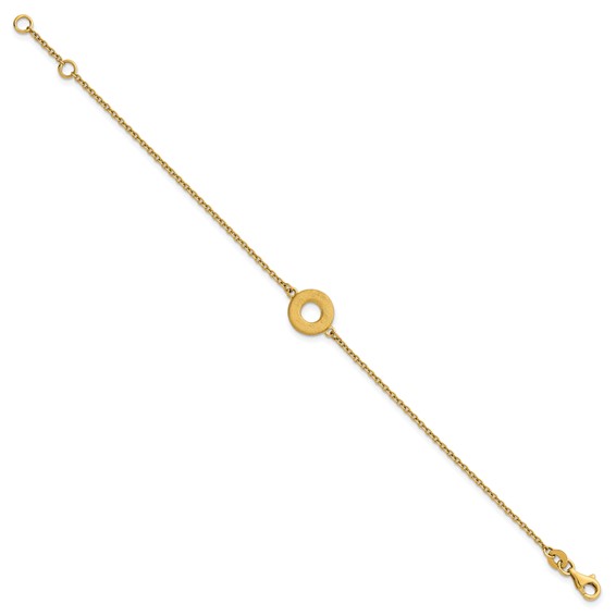 Herco 14K Polished with Brushed Circle 7 Inch with .5 Inch Extension Bracelet