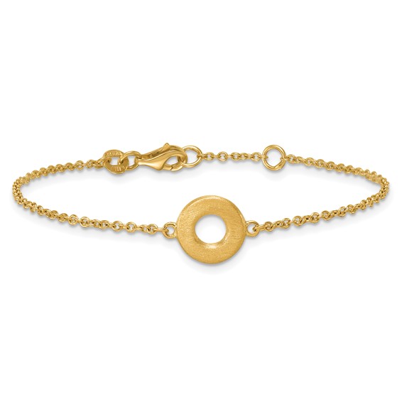 Herco 14K Polished with Brushed Circle 7 Inch with .5 Inch Extension Bracelet