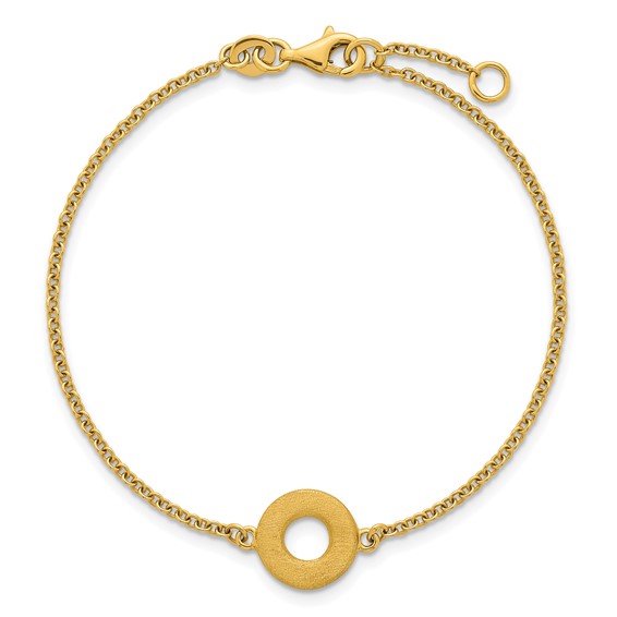 Herco 14K Polished with Brushed Circle 7 Inch with .5 Inch Extension Bracelet