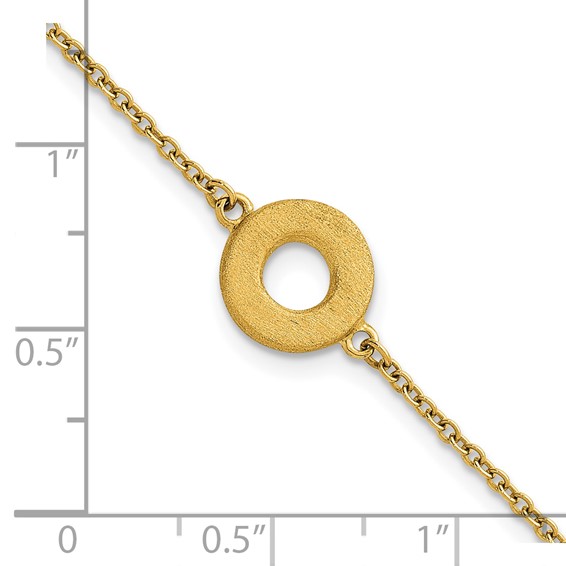 Herco 14K Polished with Brushed Circle 7 Inch with .5 Inch Extension Bracelet