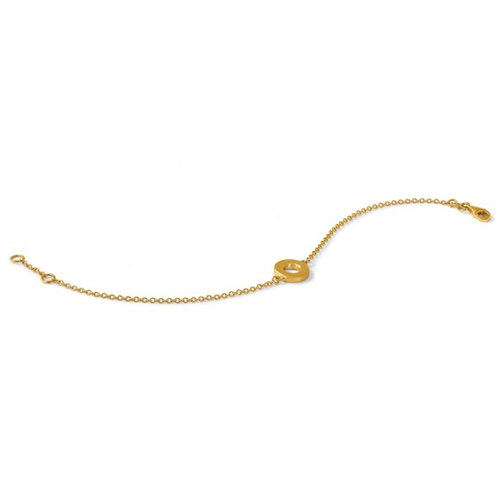 Herco 14K Polished with Brushed Circle 7 Inch with .5 Inch Extension Bracelet