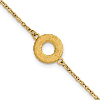 Herco 14K Polished with Brushed Circle 7 Inch with .5 Inch Extension Bracelet