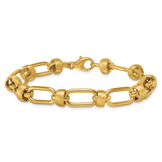 Herco 14K Polished and Brushed Open Link 7.5 Inch Bracelet