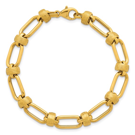 Herco 14K Polished and Brushed Open Link 7.5 Inch Bracelet